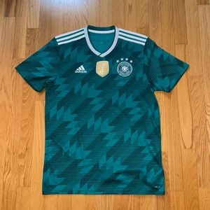 adidas Men's Teal Green Germany Football Jersey with White Accents